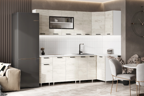 Угловой кухонный гарнитур Рио New 2,4х1,0 м (Миф)